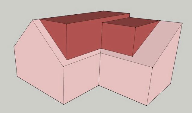 Diagram of an L-shape dormer loft conversion over a rear addition